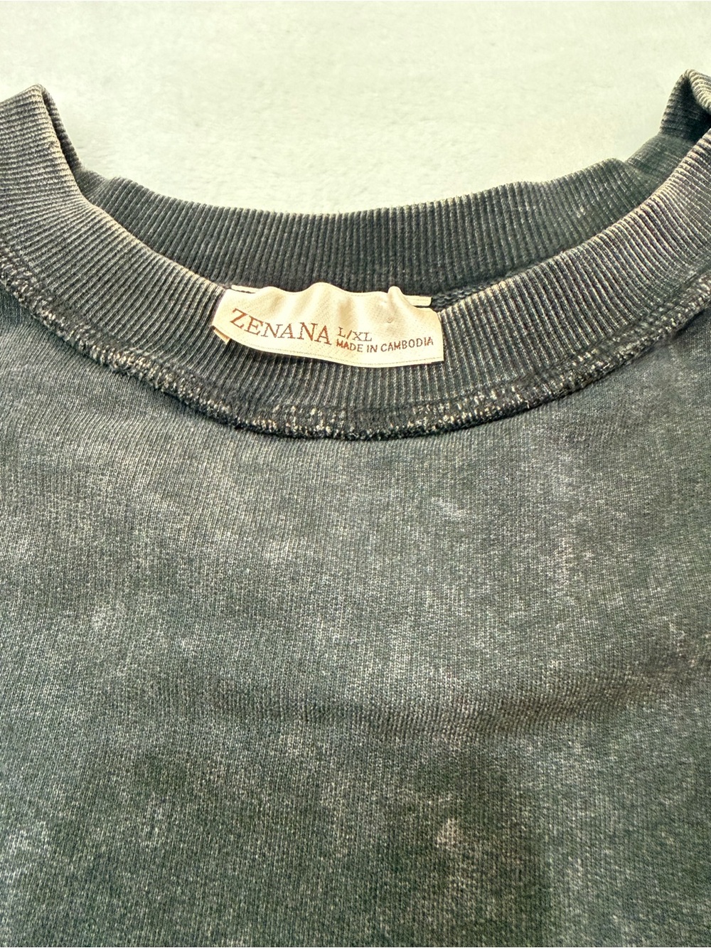 Zenana Outfitters Charcoal Washed Crewneck Sweater - Picture 2 of 4